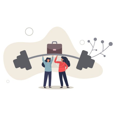 Illustration for Teamwork to support for success, cooperate or collaboration to achieve strength, help or togetherness for business solution concept.flat vector illustration. - Royalty Free Image