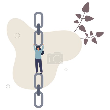 Illustration for Supply chain problem, risk or vulnerability of industrial business, connection or management to hold chain together concept.flat vector illustration. - Royalty Free Image