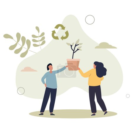 Illustration for Environment care as green and nature friendly recycling.flat vector illustration. - Royalty Free Image