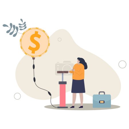 Illustration for Inflation in causing by energy shortage, interest rate policy to reduce inflation,money devaluation concept.flat vector illustration. - Royalty Free Image