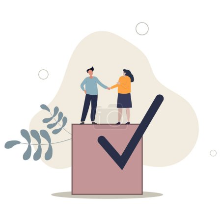 Commitment, promise or agreement to deliver or finish work, leadership skill or trust on work responsibility, accountability or engagement concept.flat vector illustration.