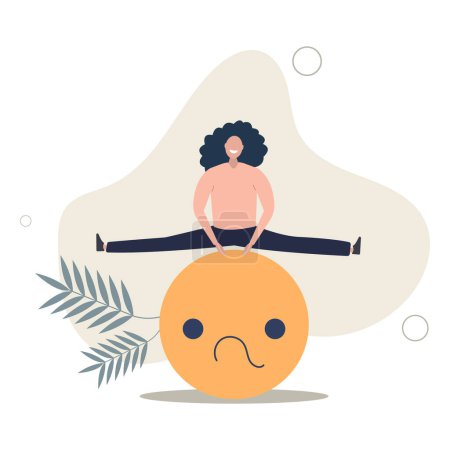 Illustration for Overcome stress and anxiety, emotional problem, uncertainty or worried about work, depression or mental illness, sad and stressful concept.flat vector illustration. - Royalty Free Image