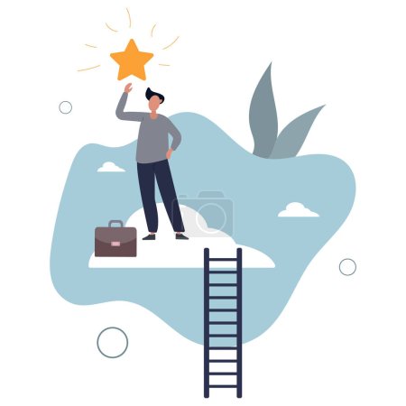 Illustration for Business champion succeed to get reward, winning star employee, career path or dream job concept.flat vector illustration. - Royalty Free Image