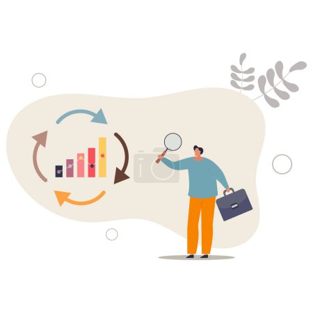 Illustration for Economic cycle to study up and down on stock market, booming or recession, business cycle for marketing, statistic or data analysis concept. - Royalty Free Image