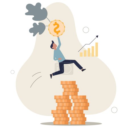 Illustration for Success investing, growing wealth or being rich from pension or mutual fund, stock market return, money or financial success concept.flat vector illustration. - Royalty Free Image