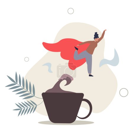 Téléchargez les illustrations : Pause café pour rafraîchir ou booster l'énergie, routine matinale pour aider à se concentrer et augmenter la productivité, se détendre ou se réveiller avec le concept de pause thé.. - en licence libre de droit