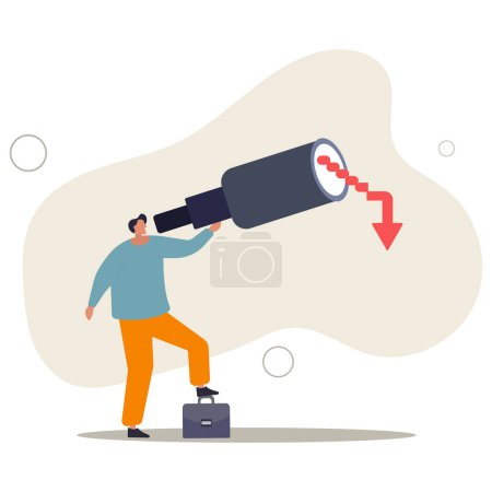 Illustration for Economic forecast downturn, vision to see recession, stock market crisis or financial failure, inflation going down concept.flat vector illustration. - Royalty Free Image