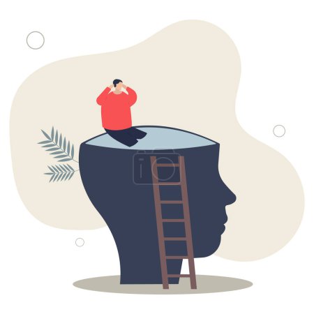 Illustration for Psychology, mindset or thinking process, thought or imagination, wisdom or intelligence brain, solving problem or mental and emotional concept.flat vector illustration. - Royalty Free Image