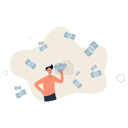 Illustration for Earn money make profit from investment, savings, income or salary increase, get rich and earn more wealth concept.flat vector illustration. - Royalty Free Image