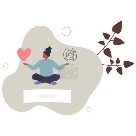 Illustration for Stress management balance between work concentration and mental health, work life balance or meditation and relax.flat vector illustration. - Royalty Free Image