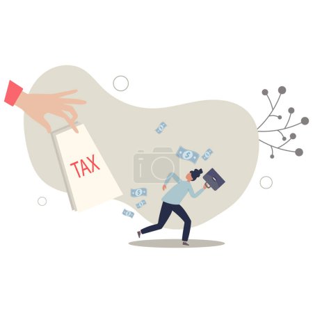 Illustration for Tax evasion, illegal hide revenue and avoid paying government tax, fraud and money laundering or financial crime concept.flat vector illustration. - Royalty Free Image