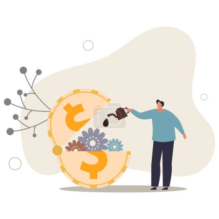 Illustration for Financial or money liquidity to help economic stimulus, central bank monetary policy to help lubricate economy concept.flat vector illustration.. - Royalty Free Image