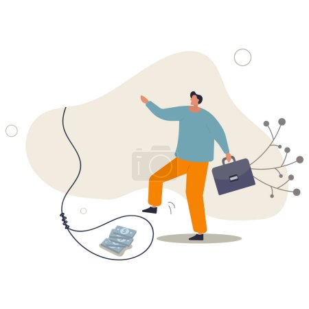 Illustration for Money trap to trick greed people, danger fraud or threat to attack victim, financial or investment problem concept.flat vector illustration. - Royalty Free Image