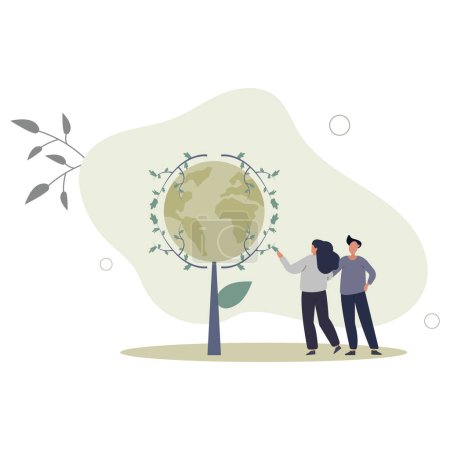 Téléchargez les illustrations : Sauver les arbres et la protection des forêts pour un avenir durable.illustration vectorielle plate. - en licence libre de droit