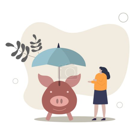 Illustration for Insurance and finance saving protection in economy crisis, safety investment or all weather portfolio concept.flat vector illustration. - Royalty Free Image