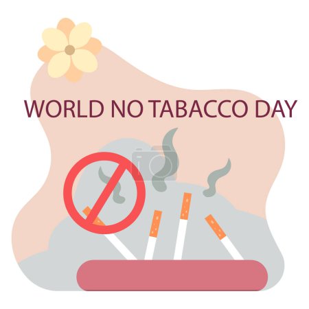 Ilustración de Mundo No Tabaco Day.bad prohibición de hábito banner.flat vector ilustración. - Imagen libre de derechos