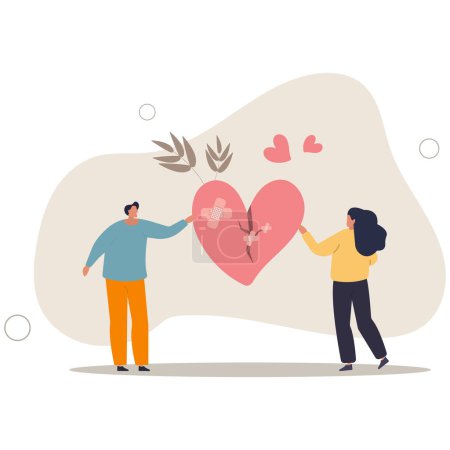 Illustration for Forgiveness to keep relationship last long, togetherness or love couple concept.flat vector illustration. - Royalty Free Image