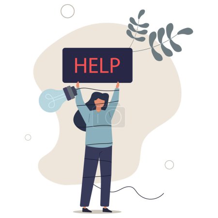 Illustration for Need help and support to solve problem, desperate or burnout from overworked, request or ask for help concept.flat vector illustration. - Royalty Free Image