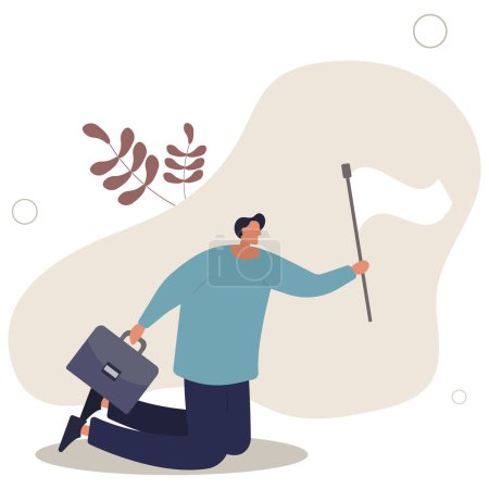 Illustration for Give up, abandon hope or dream, loser or business failure, fatigue or exhausted from hard work, desperate or hopelessness concept.flat vector illustration. - Royalty Free Image