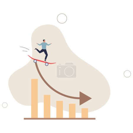 Illustration for Prepare for economic down fall, collapse recession or financial crisis causing stock and crypto market to fall down concept.flat vector illustration. - Royalty Free Image