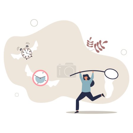 Illustration for Lack of time or running out of time, countdown for work project deadline or time is valuable thing in life concept.flat vector illustration. - Royalty Free Image