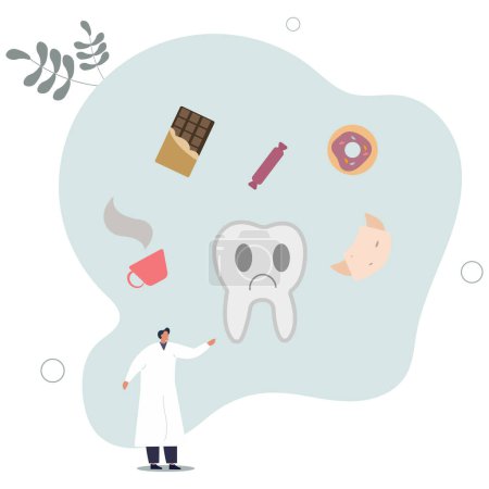 Ilustración de Postres alrededor del vector dental enfermo illustration.dentist advierte de los peligros para la salud. - Imagen libre de derechos