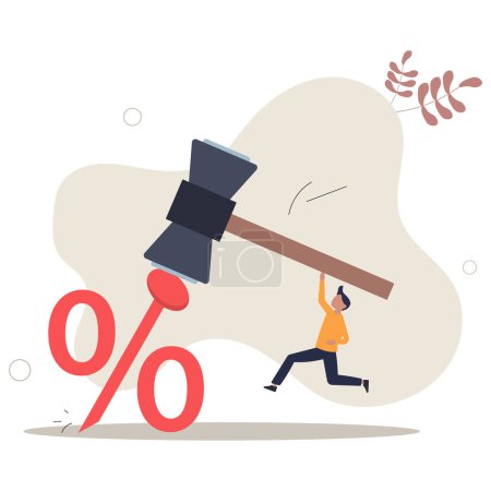 Illustration for Federal Reserve low interest rate or central bank with long time zero percent interest rate until economic recover concept.flat vector illustration. - Royalty Free Image