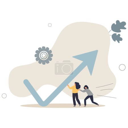 Illustration for Economic recovery, bouncing from crisis or company return from loss to make profit, growth and success, business challenge in recession.flat vector illustration. - Royalty Free Image