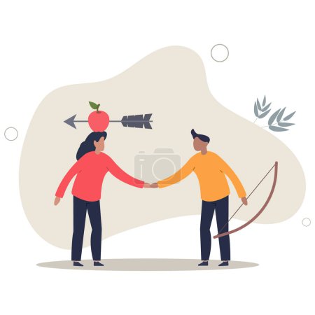 Illustration for Trusted partner, believe and confidence in strong business relation, collaboration or trust alliance concept.flat vector illustration. - Royalty Free Image