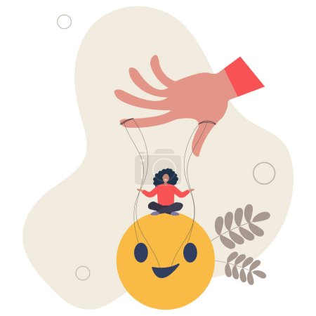 Illustration for Control emotion or expression, emotional intelligence manage positive way to solve problem and conflict concept.flat vector illustration. - Royalty Free Image