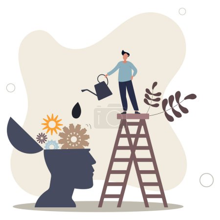 Illustration for Brain maintenance, fixing emotional and mental problem, boost creativity and thinking process or improve motivation concept.flat vector illustration. - Royalty Free Image