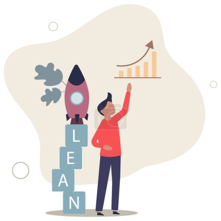 Illustration for Lean startup using agile methodology to manage company for fast deliver or launch product.flat vector illustration. - Royalty Free Image