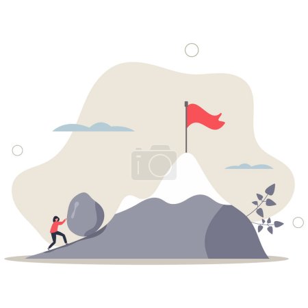 Illustration for Perseverance, grit or persistence to push effort to success, resilience and strength to keep pushing and achieve goal and success concept.flat vector illustration. - Royalty Free Image