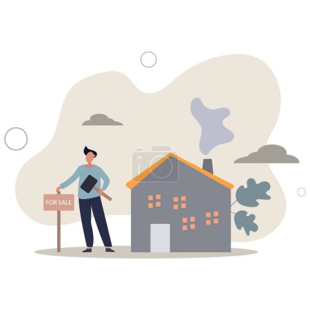 Illustration for Home for sale, selling house moving to new home conceptflat vector illustration. - Royalty Free Image
