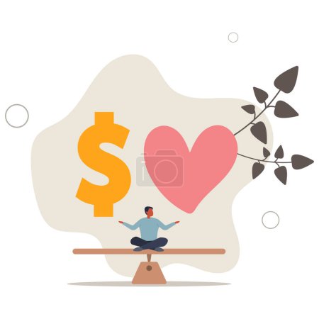 Illustration for Work life balance, balancing between career to make money and personal life to enjoy with yourself or family concept.flat vector illustration. - Royalty Free Image
