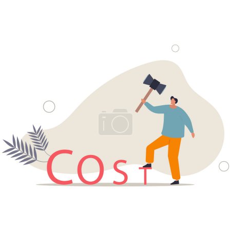 Illustration for Cost reduction, business and company to keep cost low, cut spending or expense deduction in budget plan concept.flat vector illustration. - Royalty Free Image