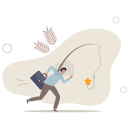 Illustration for Motivation to success, incentive or reward to motivate employee, chasing for reward or work success, aspiration concept.flat vector illustration. - Royalty Free Image