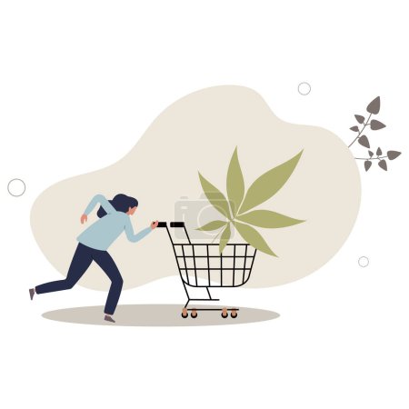 Illustration for Purchasing cannabis CBD or buying marijuana for medical concept.flat vector illustration. - Royalty Free Image