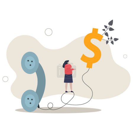Illustration for Telemarketing or telesales, phone call for selling product or business deal via telephone call, insurance agent concept.flat vector illustration. - Royalty Free Image
