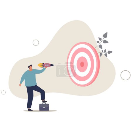Illustration for Startup success target, launch new product aim for win business achievement, marketing goal or target, project plan concept.flat vector illustration. - Royalty Free Image