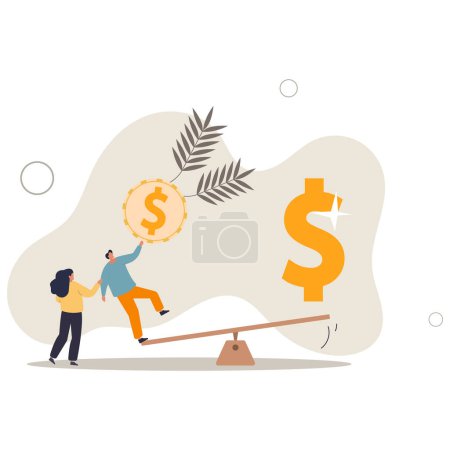 Illustration for Leverage investing, investor borrow money or stock to increase potential return concept.flat vector illustration. - Royalty Free Image