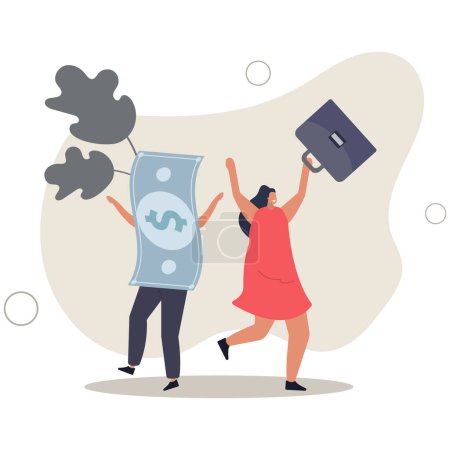 Illustration for Happy money, rich and achieve financial freedom, success investment, income or salary increase, personal finance concept.flat vector illustration. - Royalty Free Image