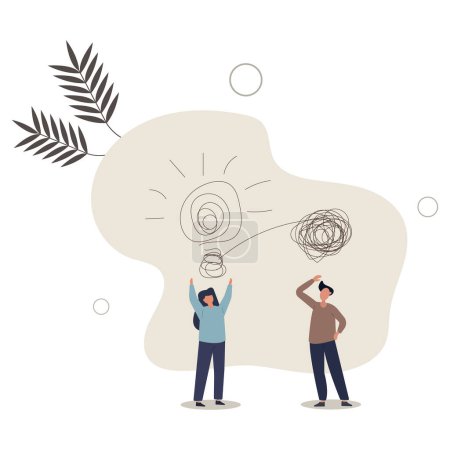 Illustration for Proactive and reactive thinking, chaos and order theory or simplify idea to solve difficulty problems concept.flat vector illustration. - Royalty Free Image