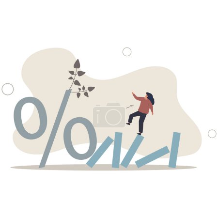 Illustration for Interest rate and inflation percent impact economy and investment market, federal reserve monetary policy concept.flat vector illustration. - Royalty Free Image