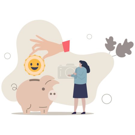Illustration for Money to buy happiness, saving for happy retirement or pay for happy lifestyle concept.flat vector illustration. - Royalty Free Image