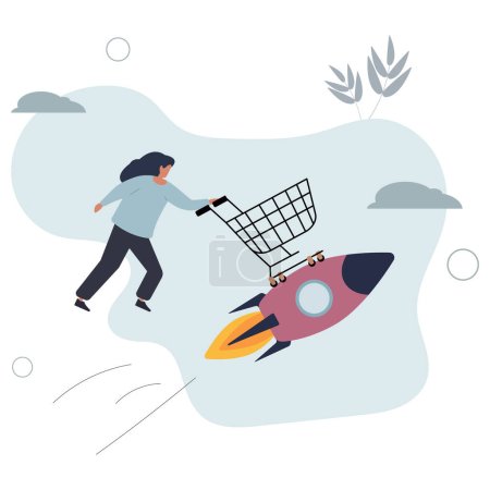 Illustration for Boost sales and increase profit, achieve sales target or develop business growth, inflation and price concept.flat vector illustration. - Royalty Free Image