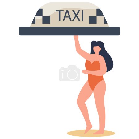 Illustration for Taxi sign concept. Tourism, travel and trip. Urban infrastructure and small city business. Order and delivery.flat vector illustration. - Royalty Free Image