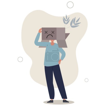 Illustration for Unhappy employee or unsatisfied customer, depressed from overworked or business failure, anxiety or stressed from work.flat vector illustration. - Royalty Free Image