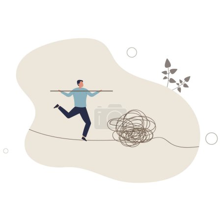 Illustration for Leadership skill to lead company in crisis situation, manage to solve risky problem concept.flat vector illustration. - Royalty Free Image