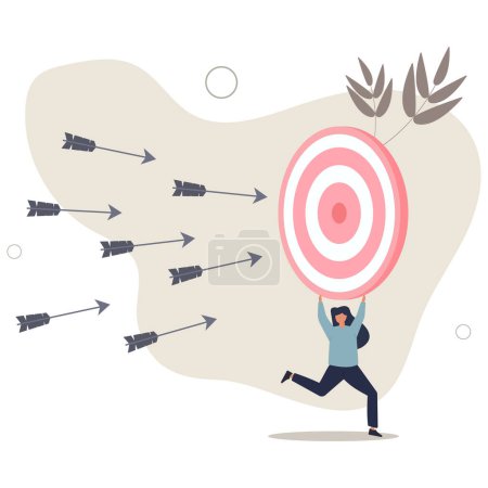 Illustration for Chasing for target achievement, guidance or control to reach goal, competition or challenge to success, aiming or motivation concept.flat vector illustration. - Royalty Free Image